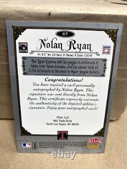 Nolan Ryan 2006 Fleer Greats of the Game AUTO #67 Rangers HOF