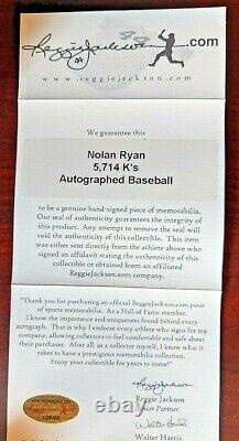 Nolan Ryan 5714 Ks Signed Autographed OML Baseball RJ. Com Cert 100% Complete HOF