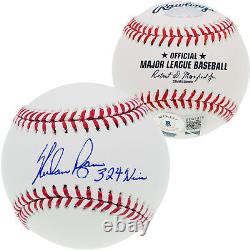 Nolan Ryan Autographed Mlb Baseball Texas Rangers 324 Wins Beckett 201273