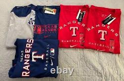 Nwt Authentic Nike Texas Rangers Baseball 2 Dri Fit Shirt 2 Long Sleeve 1 Hoodie