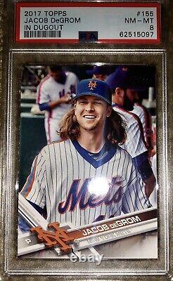 Psa 8 Nm-mint Jacob Degrom Ssp 2017 Topps Series 1 Ssp In Dugout Texas Rangers
