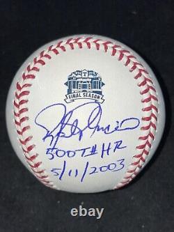 Rafael Palmeiro Signed Rawlings Baseball JSA COA Texas Rangers Arlington Logo