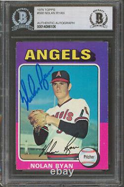 Rangers Nolan Ryan Authentic Signed 1975 Topps #500 Card Autographed BAS Slabbed