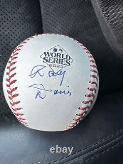 Rare Texas Rangers Owner Ray Davis Autographed 2023 World Series Logo Baseball