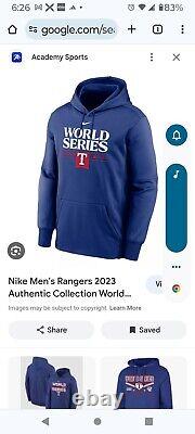 Texas Rangers Authentic Dugout Hoodie World Series New Size XL