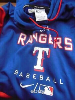 Texas Rangers Baseball Mens XXL Blue Red MLB Team Issued Josh Jung Nike Hoodie