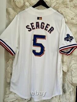 Texas Rangers Corey Seager #5 Nike White 2024 Gold Collection MLB Limited Jersey