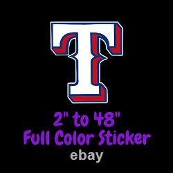 Texas Rangers Full Color Vinyl Decal Hydroflask decal Cornhole decal 5
