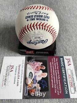 Texas Rangers- Josh Smith Autograph 2023 World Series Logo Baseball Jsa As71990