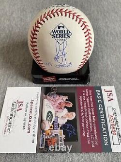 Texas Rangers- Leody Taveras Autograph 2023 World Series Baseball Jsa As70880