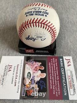 Texas Rangers- Leody Taveras Autograph 2023 World Series Baseball Jsa As70880