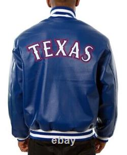 Texas Rangers Letterman Varsity Jacket Blue Genuine Sheep Leather Baseball-MLB