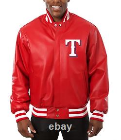 Texas Rangers Letterman Varsity Jacket Red Genuine Sheep Leather Baseball-MLB