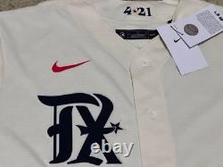 Texas Rangers Nike City Connect Cream Replica Jersey Size L Brand New Tags 2023
