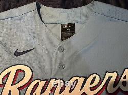 Texas Rangers Powder Authentic Blue Jersey Size 52