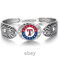Texas Rangers Women's Sterling Silver Bracelet Baseball w Gift Pkg D3