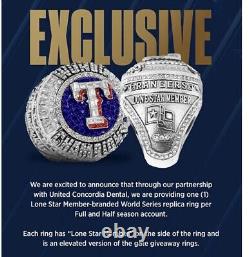 Texas Rangers World Series Ring -Lone Star Member Exclusive