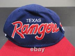 VINTAGE Texas Rangers Hat Cap Snap Back Blue Script Sports Specialties Mens 90s