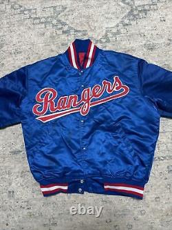 VTG Satin Texas Rangers Baseball Jacket Starter Official Diamond Collection M