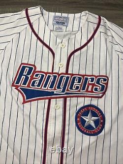VTG Texas Rangers Ivan Rodriguez Baseball Jersey Sewn Starter Sz L HTF RARE 90's