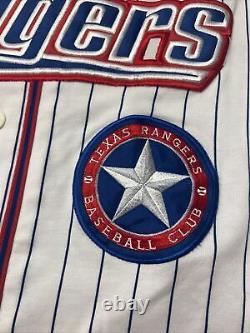 VTG Texas Rangers Ivan Rodriguez Baseball Jersey Sewn Starter Sz L HTF RARE 90's