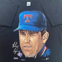Vintage 1990 Salem Sportswear Nolan Ryan Texas Rangers T-Shirt MLB Black Size XL