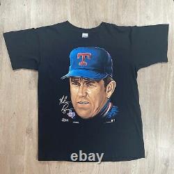 Vintage 1990 Salem Sportswear Nolan Ryan Texas Rangers T-Shirt MLB Black Size XL