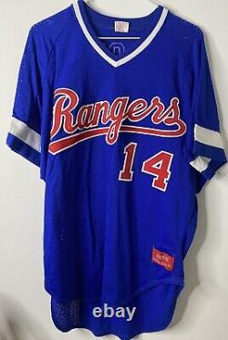 Vintage 80s Texas Rangers Rawlings Blue Jersey Sewn Sz 48 Mens Pro Cut MLB