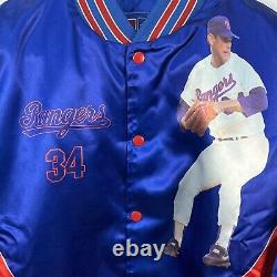 Vintage 90s Starline Mlb Texas Rangers Nolan Ryan Fanimation Satin Jacket Size L