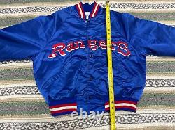 Vintage MLB 70s 80s Starter Texas Rangers Satin Bomber Button Up Jacket Size Xl