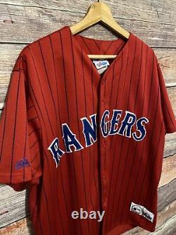 Vintage RARE Texas Rangers Men's XL Majestic MLB Baseball Jersey Red Striped