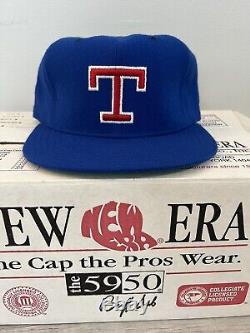 Vintage Texas RANGERS New Era Dupont Visor Fitted Hat Size 7 3/8 Pro Model 1986