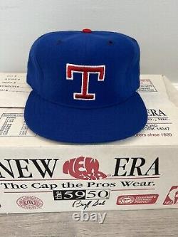 Vintage Texas RANGERS New Era Dupont Visor Fitted Hat Size 7 3/8 Pro Model 1986