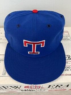 Vintage Texas RANGERS New Era Dupont Visor Fitted Hat Size 7 3/8 Pro Model 1986