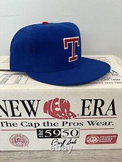 Vintage Texas RANGERS New Era Dupont Visor Fitted Hat Size 7 3/8 Pro Model 1986