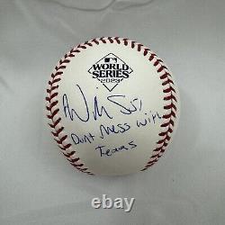 Will Smith Signed Texas Rangers 2023 World Series Logo Baseball Inscribed Radtke
