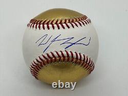 Wyatt Langford Autographed Gold & White Rawlings Baseball Texas Rangers Fanatics