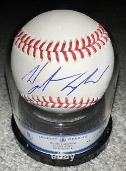 Wyatt Langford hand signed ROMLB Beckett encapsulated TEXAS RANGERS